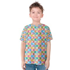 Seamless Pattern Background Abstract Rainbow Kids  Cotton Tee