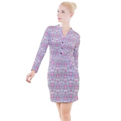 Seamless Pattern Background Button Long Sleeve Dress by HermanTelo