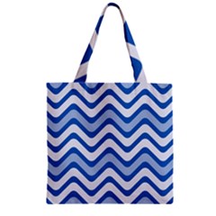 Waves Wavy Lines Zipper Grocery Tote Bag by HermanTelo