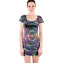 Wave Line Colorful Brush Particles Short Sleeve Bodycon Dress View1