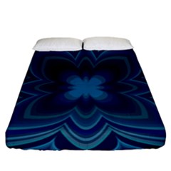 Blue Geometric Flower Dark Mirror Fitted Sheet (california King Size)