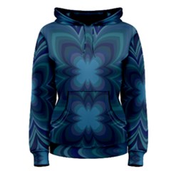 Blue Geometric Flower Dark Mirror Women s Pullover Hoodie by HermanTelo