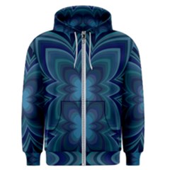 Blue Geometric Flower Dark Mirror Men s Zipper Hoodie by HermanTelo