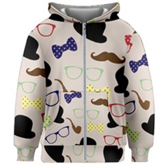 Moustache Hat Bowler Kids  Zipper Hoodie Without Drawstring by HermanTelo