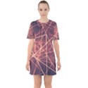 Light Fiber Black Fractal Art Sixties Short Sleeve Mini Dress View1