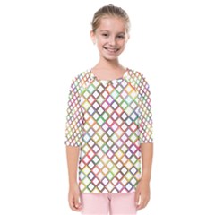 Grid Colorful Multicolored Square Kids  Quarter Sleeve Raglan Tee