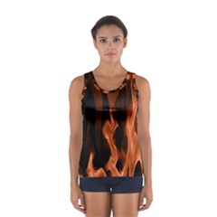 Smoke Flame Abstract Orange Red Sport Tank Top  by HermanTelo