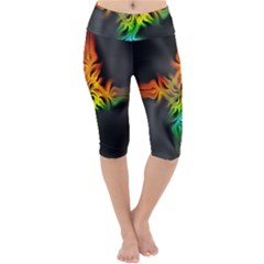 Smoke Rainbow Abstract Fractal Lightweight Velour Cropped Yoga Leggings by HermanTelo