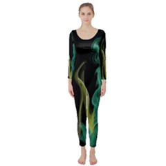 Smoke Rainbow Colors Colorful Fire Long Sleeve Catsuit by HermanTelo