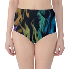 Smoke Rainbow Colors Colorful Fire Classic High-waist Bikini Bottoms by HermanTelo