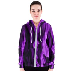 Smoke Flame Abstract Purple Women s Zipper Hoodie by HermanTelo