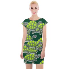 Seamless Turtle Green Cap Sleeve Bodycon Dress