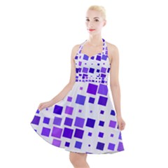 Square Purple Angular Sizes Halter Party Swing Dress 