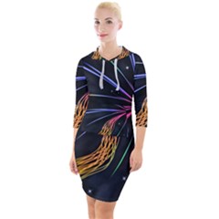 Stars Space Firework Burst Light Quarter Sleeve Hood Bodycon Dress