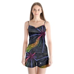 Stars Space Firework Burst Light Satin Pajamas Set by HermanTelo