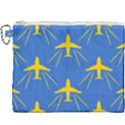 Aircraft Texture Blue Yellow Canvas Cosmetic Bag (XXXL) View1