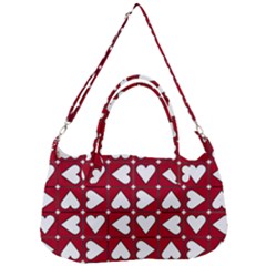 Graphic Heart Pattern Red White Removal Strap Handbag by HermanTelo