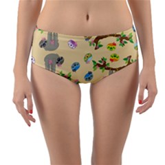 Sloth Neutral Color Cute Cartoon Reversible Mid-waist Bikini Bottoms by HermanTelo