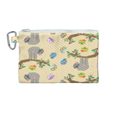 Sloth Neutral Color Cute Cartoon Canvas Cosmetic Bag (medium)