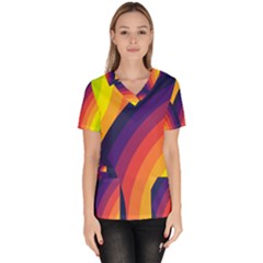 Background Rainbow Colors Colorful Women s V-neck Scrub Top by Pakrebo