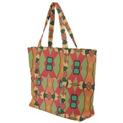 Pattern Orange Green African Zip Up Canvas Bag