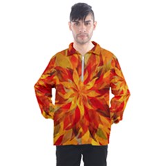 Flower Blossom Red Orange Abstract Men s Half Zip Pullover by Pakrebo