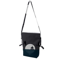 Birds Moon Moonlight Tree Animal Folding Shoulder Bag by HermanTelo