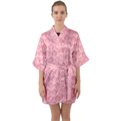 Damask Floral Design Seamless Quarter Sleeve Kimono Robe by HermanTelo