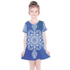 Flake Crystal Snow Winter Ice Kids  Simple Cotton Dress by HermanTelo