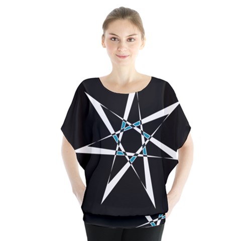 Star Sky Design Decor Batwing Chiffon Blouse by HermanTelo