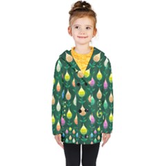 Tulips Seamless Pattern Background Kids  Double Breasted Button Coat