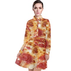 Pizza Long Sleeve Chiffon Shirt Dress