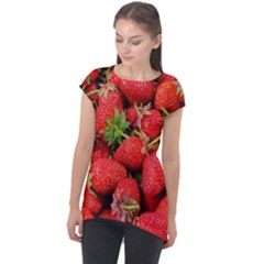 Strawberries Cap Sleeve High Low Top by TheAmericanDream