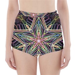 Star Mandala Pattern Design Doodle High-waisted Bikini Bottoms by Pakrebo