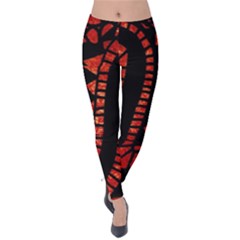 Background Abstract Red Black Velvet Leggings