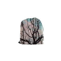 Fruit Tree Silhouette Aesthetic Drawstring Pouch (xs) by Pakrebo