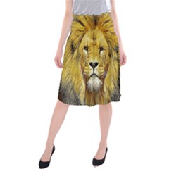 Lion Lioness Wildlife Hunter Midi Beach Skirt by Pakrebo