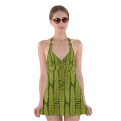 Fern Texture Nature Leaves Halter Dress Swimsuit  by Nexatart