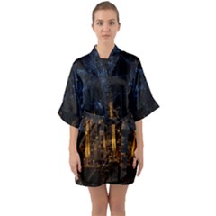 Architecture Buildings City Quarter Sleeve Kimono Robe by Pakrebo