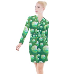 Background Colorful Abstract Circle Button Long Sleeve Dress by HermanTelo