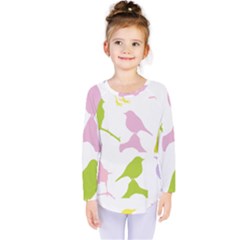 Birds Colourful Background Kids  Long Sleeve Tee