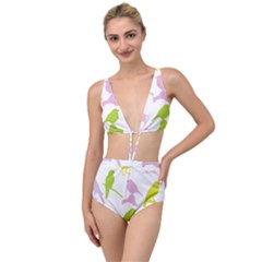 Birds Colourful Background Tied Up Two Piece Swimsuit