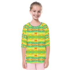 Birds Beach Sun Abstract Pattern Kids  Quarter Sleeve Raglan Tee