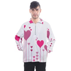 Heart Rosa Love Valentine Pink Men s Half Zip Pullover