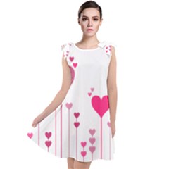 Heart Rosa Love Valentine Pink Tie Up Tunic Dress