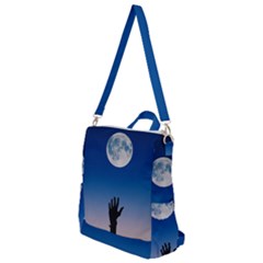 Moon Sky Blue Hand Arm Night Crossbody Backpack