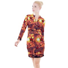 Star Radio Light Effects Magic Button Long Sleeve Dress