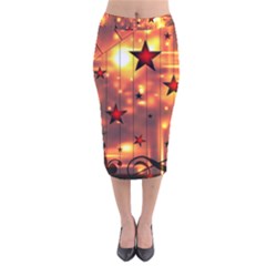 Star Radio Light Effects Magic Velvet Midi Pencil Skirt by HermanTelo