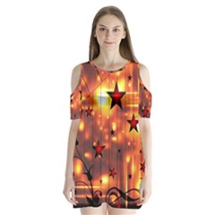 Star Radio Light Effects Magic Shoulder Cutout Velvet One Piece by HermanTelo