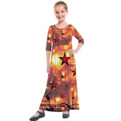 Star Radio Light Effects Magic Kids  Quarter Sleeve Maxi Dress by HermanTelo